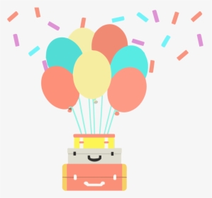Suitcases With Balloons - Hot Air Balloon, HD Png Download, Free Download