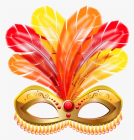 Gold Feather Carnival Mask Png Clip Art Image - Carnival Mask With Feathers Png, Transparent Png, Free Download