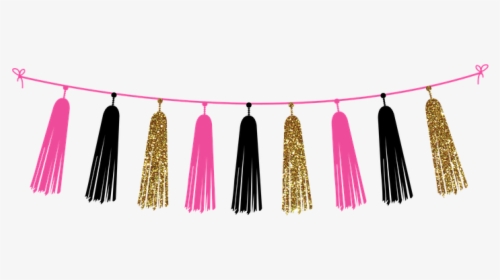 Tassel, Garland, Pink, Black, Gold, Glitter, Decoration - Transparent Merry Christmas Bunting, HD Png Download, Free Download