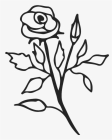 Rose Stem Outline Rubber Stamp - Flower With Stem Outline, HD Png Download, Free Download