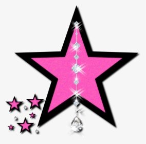 Silver Glitter Star Clipart - Pink And Black Star Png, Transparent Png, Free Download