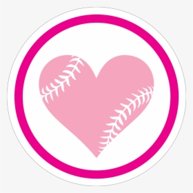 Custom Circle Baseball Sticker With Seams In A Heart - Clipart Baseball Pink Heart, HD Png Download, Free Download
