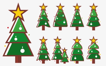 Cartoon Christmas Tree - Sfondo Bianco Con Stelle, HD Png Download, Free Download