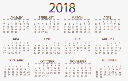 2018 Calendar Prismatic No Background - Free Printable 2020 Calendar, HD Png Download, Free Download