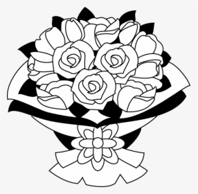 28 Collection Of Rose Bouquet Clipart Black And White - Flower Bouquet Black And White, HD Png Download, Free Download