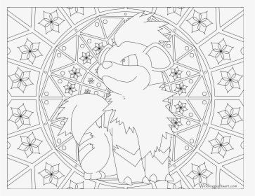 Growlithe Pokemon Coloring Page - Adult Pokemon Coloring Pages Mewtwo, HD Png Download, Free Download