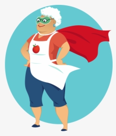 Smiling Grandma With Apron, Cape, And Mask - Funny Granny Quotes, HD Png Download, Free Download