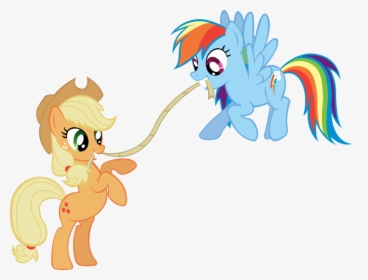 Rainbow Dash And Applejack Tug Of War By Truecelticheart - Cartoon, HD Png Download, Free Download