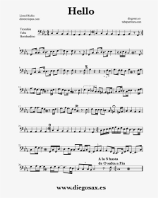 Hello Sheet Music By Lionel Richie For Trombone, Tube - Hello Lionel Richie Trumpet, HD Png Download, Free Download