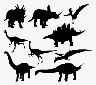 Dinosaurs Silhouettes Set - Triceratops, HD Png Download, Free Download