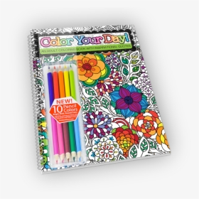 Spiral-bound Adult Coloring Book With Colored Pencils - Colored Pencils And Coloring Book, HD Png Download, Free Download