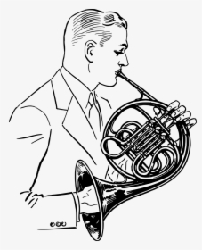 Playing French Horn Drawing, HD Png Download, Free Download