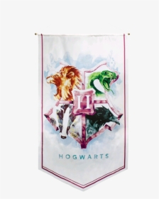Hogwarts Watercolour Satin Banner - Harry Potter Hogwarts Watercolor, HD Png Download, Free Download