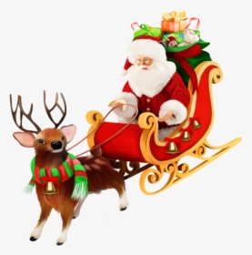 Santa Sleigh Png Pic - Santa Claus With Sleigh Png, Transparent Png, Free Download