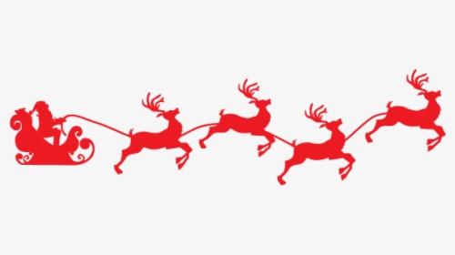 Reindeer Santa Claus Sled Clip Art - Santas Sleigh With Reindeer, HD Png Download, Free Download
