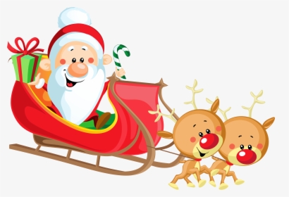 Cute Santa With Sleigh Png - Santa In Sleigh Transparent, Png Download, Free Download