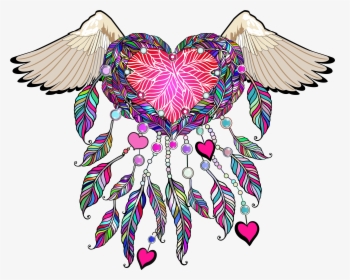Feather Clipart Boho - Dream Catcher With Angel Wings Tattoo, HD Png Download, Free Download