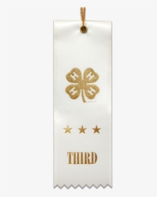White Third Place Ribbon - 4 H Clover, HD Png Download, Free Download