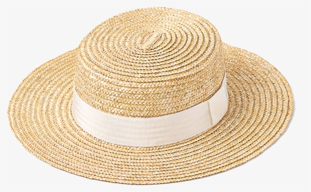 Simple Natural Boater Hat With White Ribbon - Sombrero, HD Png Download, Free Download