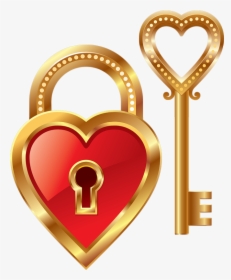 Lock Clipart Skeleton - Heart Lock And Key Clipart, HD Png Download, Free Download
