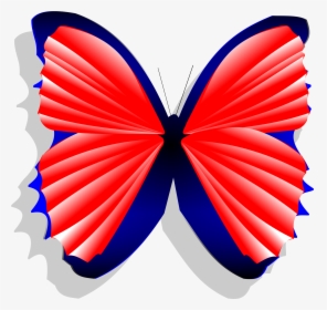 Blue And Pink Butterfly Clip Arts - Red Cartoon Blue Butterfly, HD Png Download, Free Download