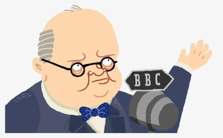 Winston Churchill Talking Into A Bbc Microphone - Cartoon, HD Png Download, Free Download