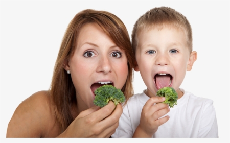 Picture Of Mother And Son Eating Broccoli - Mother And Child Eating Png, Transparent Png, Free Download