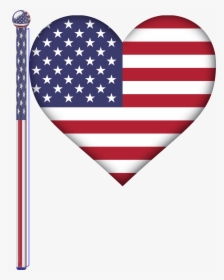 America, Heart, Flag, Usa, 3d, Art, Flag Pole, Glossy - Us Flag Icon Png, Transparent Png, Free Download