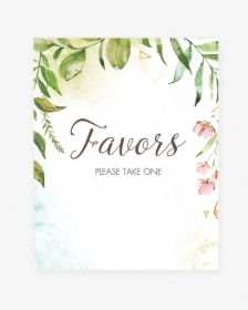 Printable Favors Please Take One Sign Watercolor Leaves - Favors Sign Free Printable, HD Png Download, Free Download