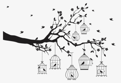 Transparent Bird Cage Png - Birds On Tree Branch Clipart, Png Download, Free Download