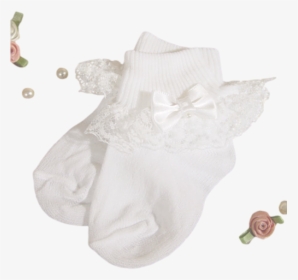 Lace, Satin & Pearls White Nylon Dress Socks Baby Girls - Socks With Lace, HD Png Download, Free Download