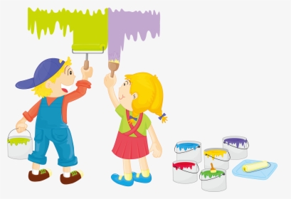Illustration Painted Children Transprent - Kids Painting Clipart, HD Png Download, Free Download