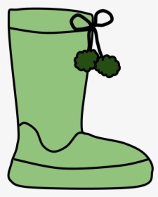 Boots, Pom-poms, Snow, Rain, Green - Boot, HD Png Download, Free Download