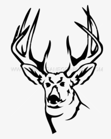 Deer Head Production Ready Artwork For T Shirt Printing - Black And White Deer Png Clipart, Transparent Png, Free Download