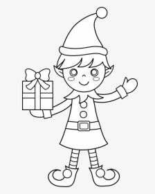 Transparent Elf Transparent Png - Black And White Christmas Elf Clipart, Png Download, Free Download