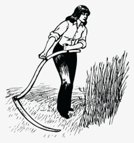 Woman With Scythe Clip Arts - Harvesting Black And White Clipart, HD Png Download, Free Download