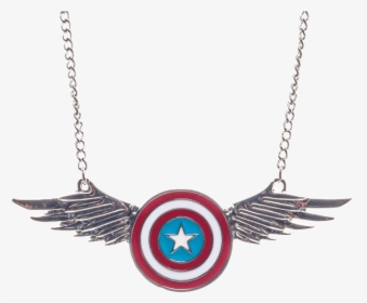 Winged Captain America Shield Necklace - Captain America, HD Png Download, Free Download
