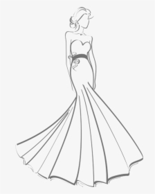 Wedding Dress Png - Vertical Line Dress Drawing, Transparent Png, Free Download