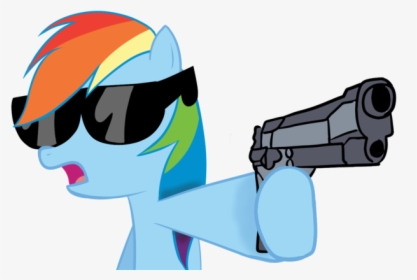 Rainbow Dash With Gun, HD Png Download, Free Download