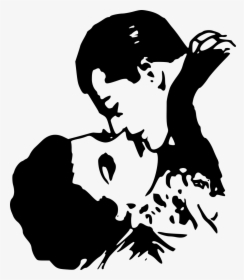 Clipart Black And White Of Kissing, HD Png Download, Free Download