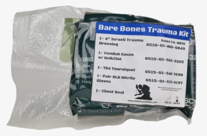 Bare Bones Compact Trauma First Aid Kit W/ Quikclot - Vacuum Bag, HD Png Download, Free Download