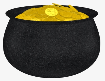 Pot Of Gold With Shamrock And Gold Coins Png Picture - Cartoon Black Pot Of Gold, Transparent Png, Free Download
