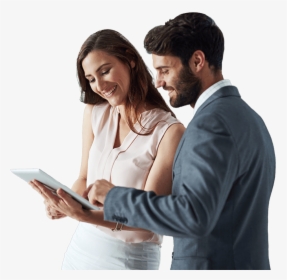 Two People Looking At A Compliance Software On A Tablet - People With Tablet Png, Transparent Png, Free Download