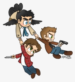 Supernatural Clip Crowley Png Black And White Download - Sam And Dean Cartoon, Transparent Png, Free Download