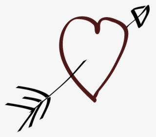 Love, Heart, Arrow, Stylistic, Hand Drawn - Heart With Arrow Clipart, HD Png Download, Free Download