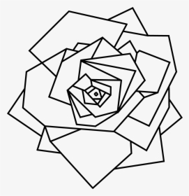 Transparent Geometric Shapes Clipart Black And White - Geometric Flower Line Art, HD Png Download, Free Download