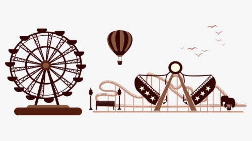 Amusement Park Silhouette Ferris Wheel - Ferris Wheel Silhouette Png, Transparent Png, Free Download