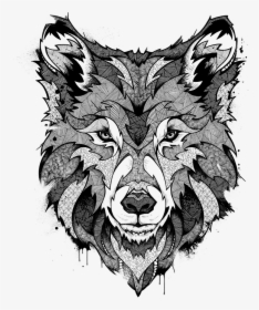 Transparent Wolf Face Png - Wolf Black And White Tattoo Designs, Png Download, Free Download