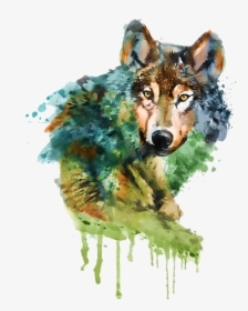 Watercolor Wolf Painting, HD Png Download, Free Download