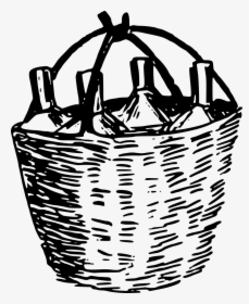 Wine Basket Black And White, HD Png Download, Free Download